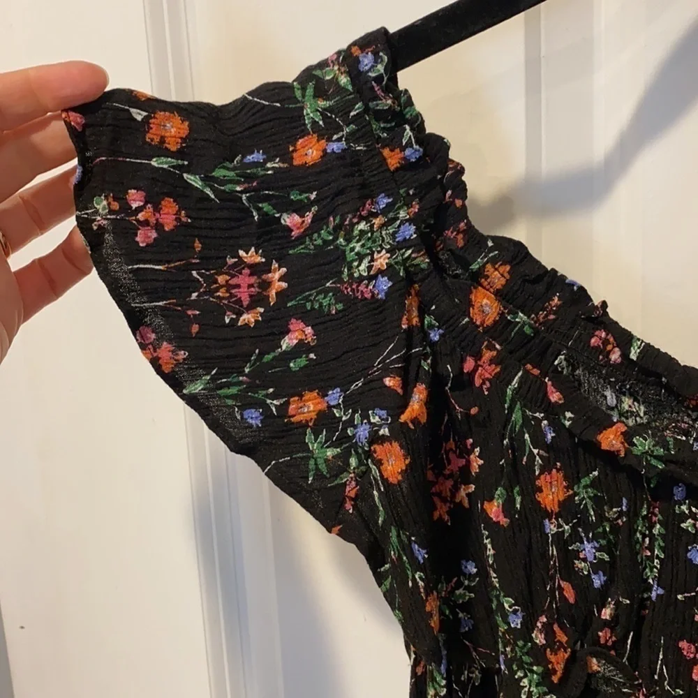 Altar’d State Black Floral Off Shoulder Dress EUC